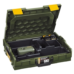 Kufferten indeholder 2 batterier og lader